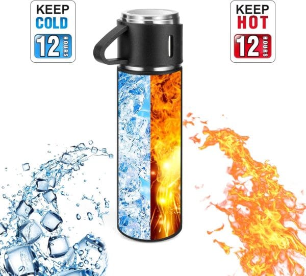 Vacuum Flask Set 500ml – 3 Cups & FREE Gift Bag