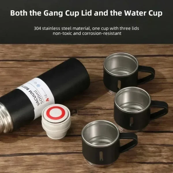 Vacuum Flask Set 500ml – 3 Cups & FREE Gift Bag
