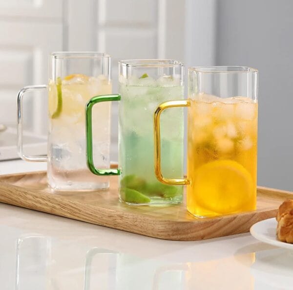 Sqaure Glass Mug with Bamboo Lid & Glass Straw With Gift Box
