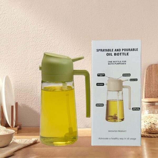 2 in 1 Oil Dispenser Spray and Pour Glass Bottle