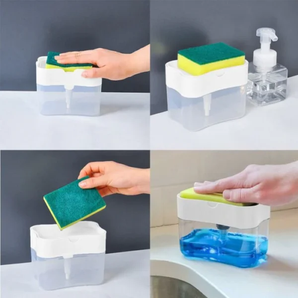 2-in-1 Soap Dispenser with Sponge Holder -With Box & Free Sponge
