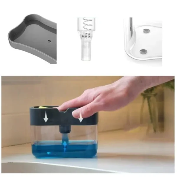 2-in-1 Soap Dispenser with Sponge Holder -With Box & Free Sponge