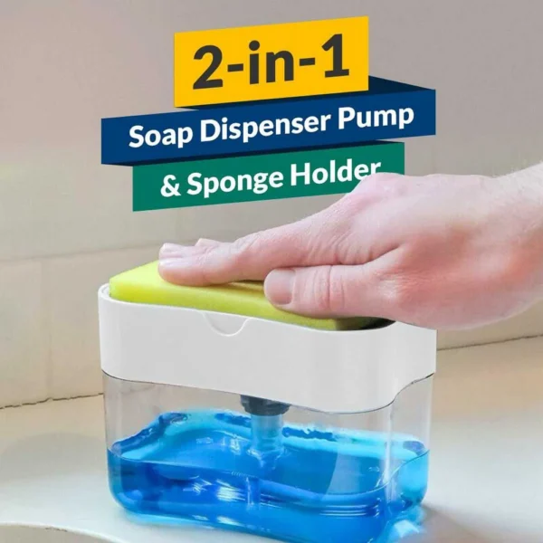 2-in-1 Soap Dispenser with Sponge Holder -With Box & Free Sponge