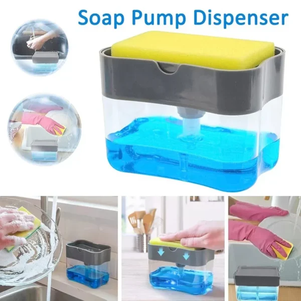 2-in-1 Soap Dispenser with Sponge Holder -With Box & Free Sponge
