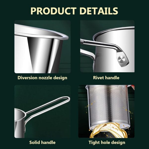 Premium Stainless Steel Frying Pot with Filter Rack & Basket -Includes Box & Free Delivery