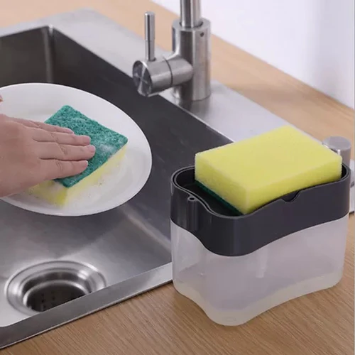 2-in-1 Soap Dispenser with Sponge Holder -With Box & Free Sponge