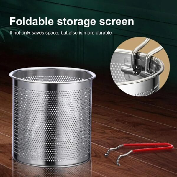 Premium Stainless Steel Frying Pot with Filter Rack & Basket -Includes Box & Free Delivery