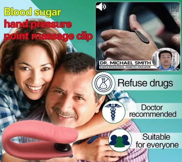 Sugar Control LI4 Acupressure Point Clip - Headache, Migraine, Arthritis Relief - Black