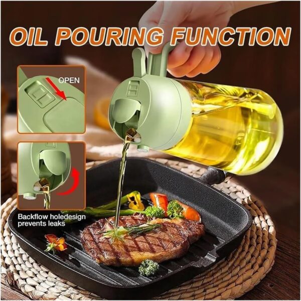 2 in 1 Oil Dispenser Spray and Pour Glass Bottle