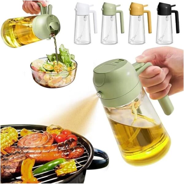 2 in 1 Oil Dispenser Spray and Pour Glass Bottle
