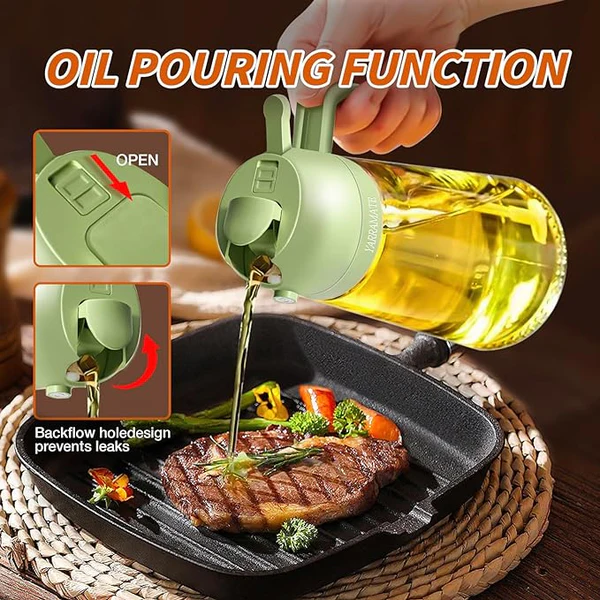2 in 1 Oil Dispenser Spray and Pour Glass Bottle