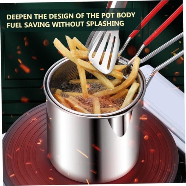 Premium Stainless Steel Frying Pot with Filter Rack & Basket -Includes Box & Free Delivery