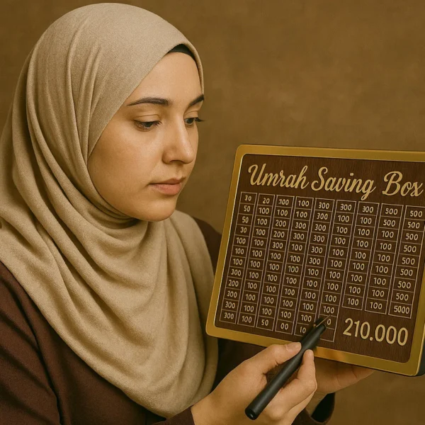 Umrah Saving Box – Save Rs. 210,000 | High-Quality Wooden Money Box for Daily Saving