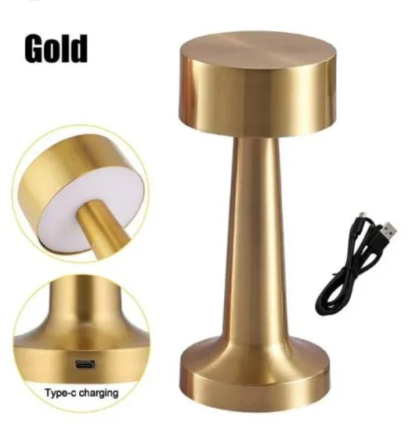 Hot Selling Dumbbell Touch Lamp – Gold Color | 3 Light Modes | Type-C Rechargeable | With Box | Free Delivery