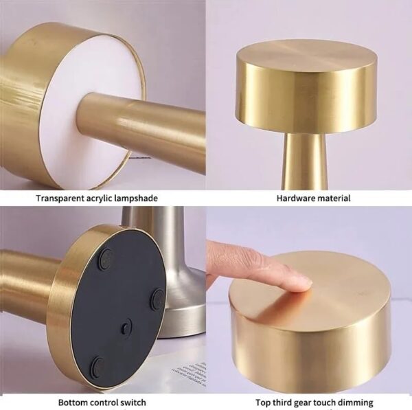 Hot Selling Dumbbell Touch Lamp – Gold Color | 3 Light Modes | Type-C Rechargeable | With Box | Free Delivery