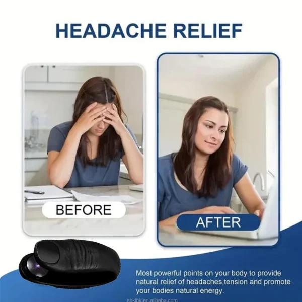 Sugar Control LI4 Acupressure Point Clip - Headache, Migraine, Arthritis Relief - Black
