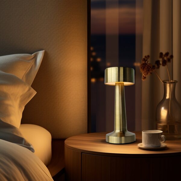 Hot Selling Dumbbell Touch Lamp – Gold Color | 3 Light Modes | Type-C Rechargeable | With Box | Free Delivery