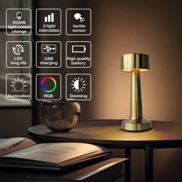 Hot Selling Dumbbell Touch Lamp – Gold Color | 3 Light Modes | Type-C Rechargeable | With Box | Free Delivery