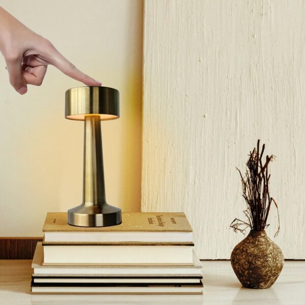 Hot Selling Dumbbell Touch Lamp – Gold Color | 3 Light Modes | Type-C Rechargeable | With Box | Free Delivery