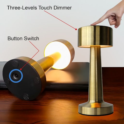 Hot Selling Dumbbell Touch Lamp – Gold Color | 3 Light Modes | Type-C Rechargeable | With Box | Free Delivery